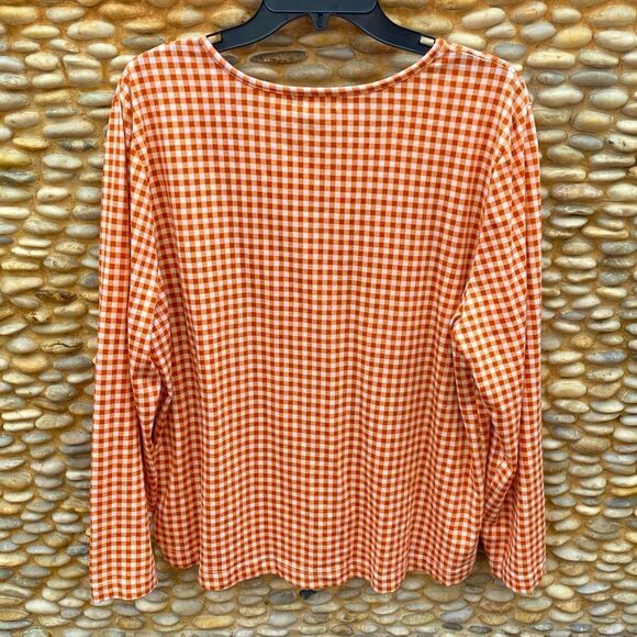 Orvis Orange/White Classic Checkered Long Sleeve Shirt Size XL - Picture 2 of 4